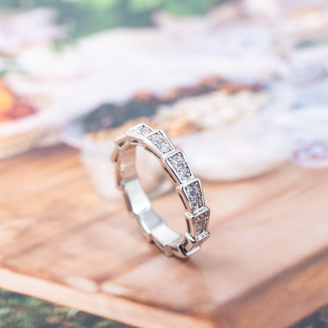 [⭐Corinne]SERPENTI RING SILVER DIAMOND PAVED 3MM