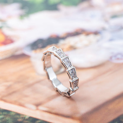 [⭐Corinne]SERPENTI RING SILVER DIAMOND PAVED 3MM