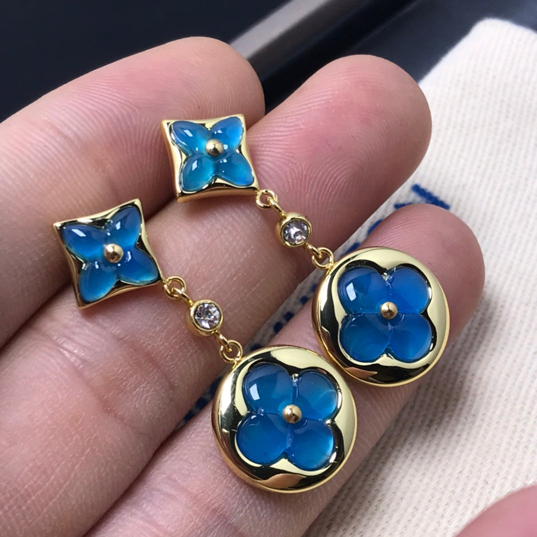 [⭐Corinne]STAR AND SUN AGATE DIAMOND EARRINGS