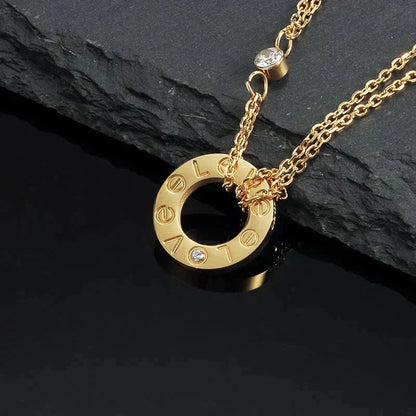 [⭐Corinne]LOVE NECKLACE 16MM 2 DIAMONDS