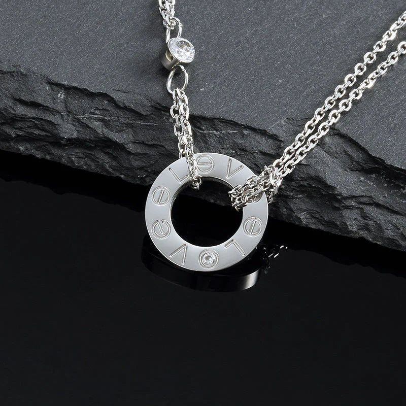 [⭐Corinne]LOVE NECKLACE 16MM 2 DIAMONDS