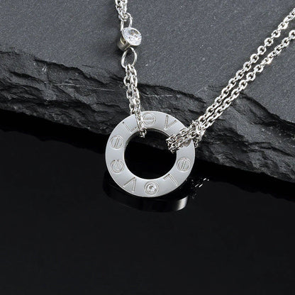[⭐Corinne]LOVE NECKLACE 16MM 2 DIAMONDS