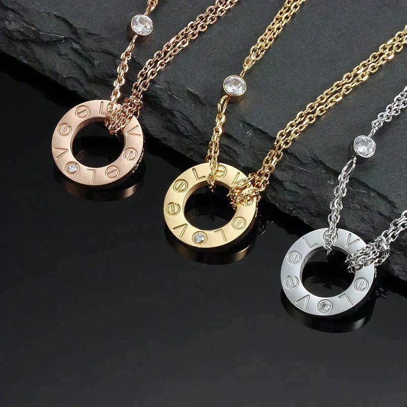 [⭐Corinne]LOVE NECKLACE 16MM 2 DIAMONDS