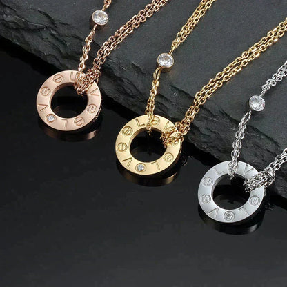 [⭐Corinne]LOVE NECKLACE 16MM 2 DIAMONDS