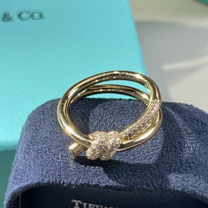 [Corinne]KNOT RING DOUBLE ROW GOLD DIAMOND