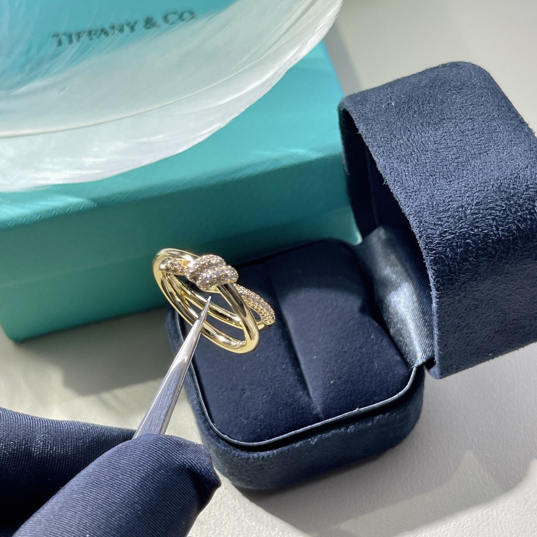 [Corinne]KNOT RING DOUBLE ROW GOLD DIAMOND