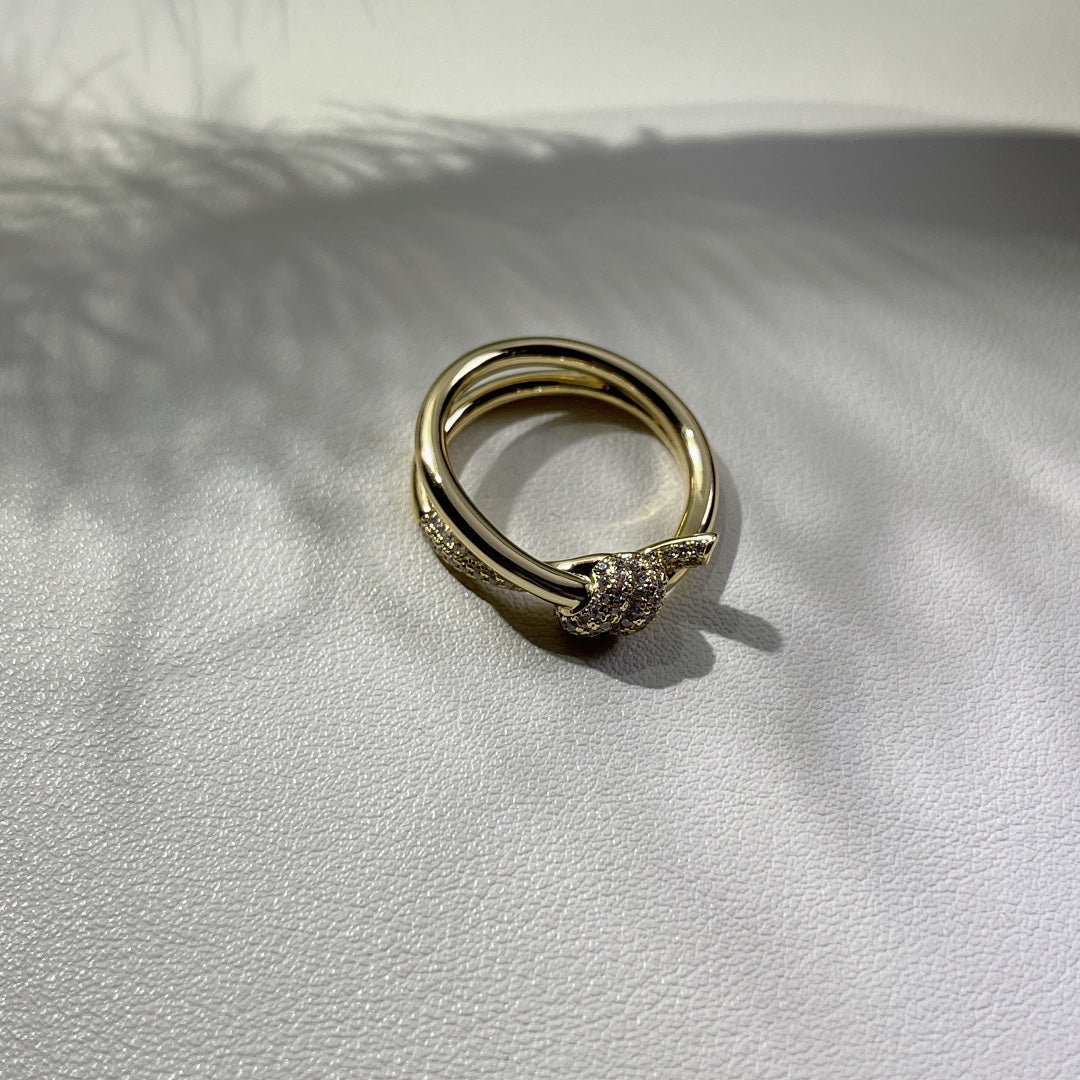 [Corinne]KNOT RING DOUBLE ROW GOLD DIAMOND