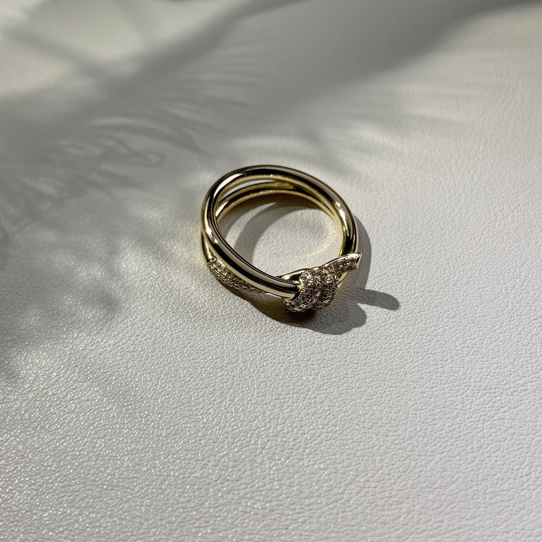 [Corinne]KNOT RING DOUBLE ROW GOLD DIAMOND