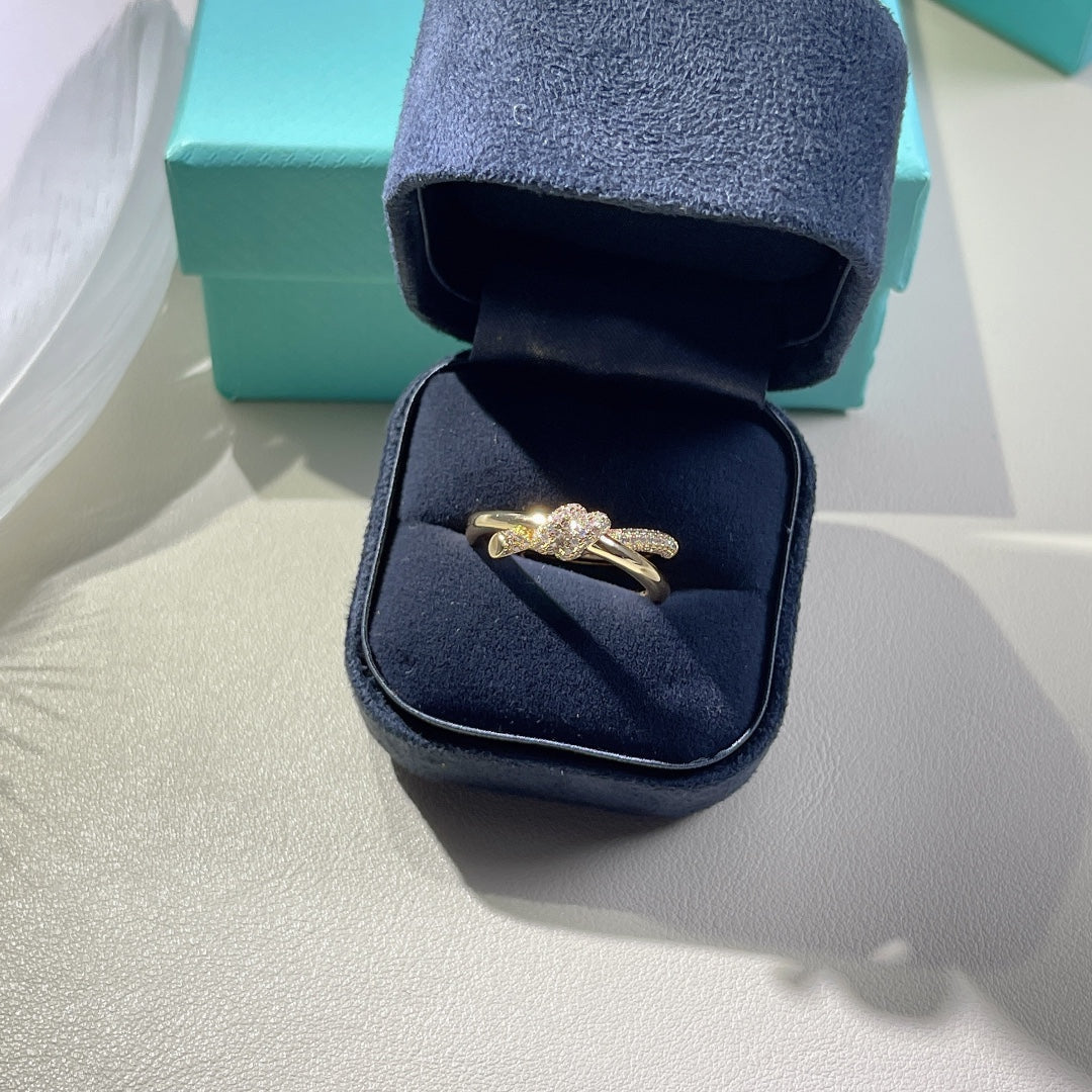 [Corinne]KNOT RING DOUBLE ROW GOLD DIAMOND