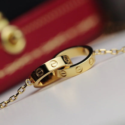 [⭐Corinne]LOVE NECKLACE DOUBLE RING GOLD