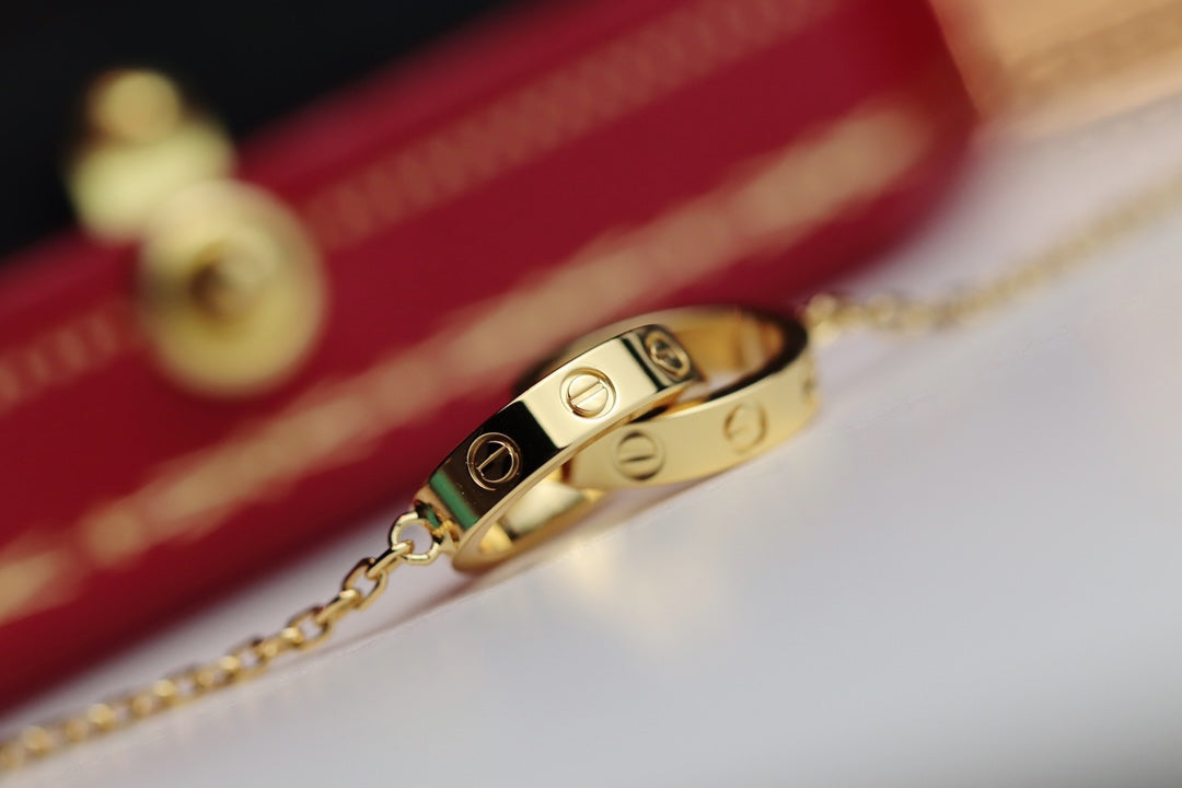 [⭐Corinne]LOVE NECKLACE DOUBLE RING GOLD