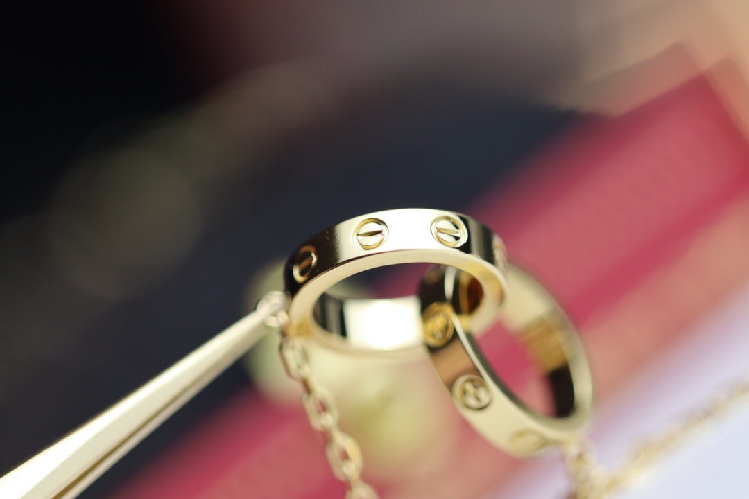 [⭐Corinne]LOVE NECKLACE DOUBLE RING GOLD