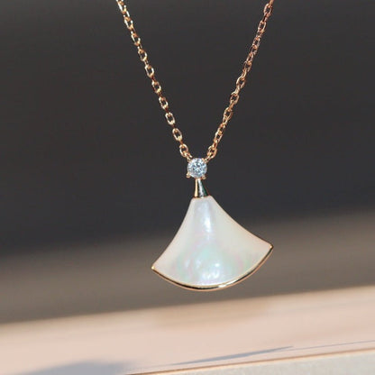 [⭐Corinne]DREAM NECKLACE WHITE MOP PINK GOLD 1 DIAMOND