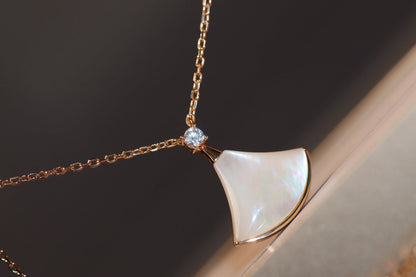 [⭐Corinne]DREAM NECKLACE WHITE MOP PINK GOLD 1 DIAMOND