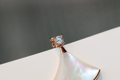 [⭐Corinne]DREAM NECKLACE WHITE MOP PINK GOLD 1 DIAMOND