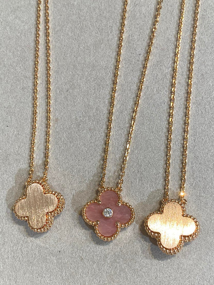 [⭐Corinne]CLOVER 15MM DIAMOND RHODONITE NECKLACE