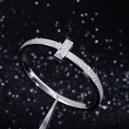 [Corinne]WIDE DIAMONDS HINGED BANGLE SILVER
