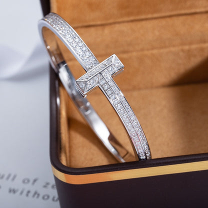 [Corinne]WIDE DIAMONDS HINGED BANGLE SILVER