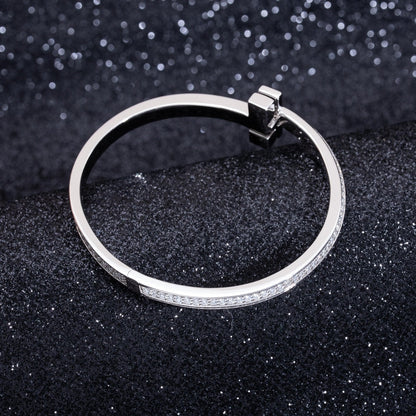 [Corinne]WIDE DIAMONDS HINGED BANGLE SILVER