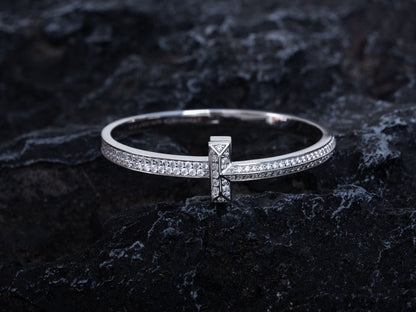 [Corinne]WIDE DIAMONDS HINGED BANGLE SILVER