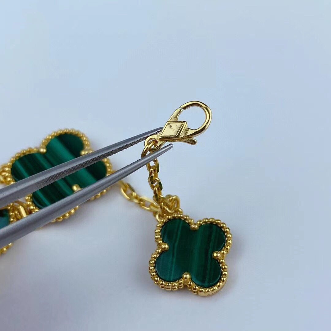 [⭐Corinne]MAGIC CLOVER MALACHITE GOLD BRACELET 5 MOTIFS