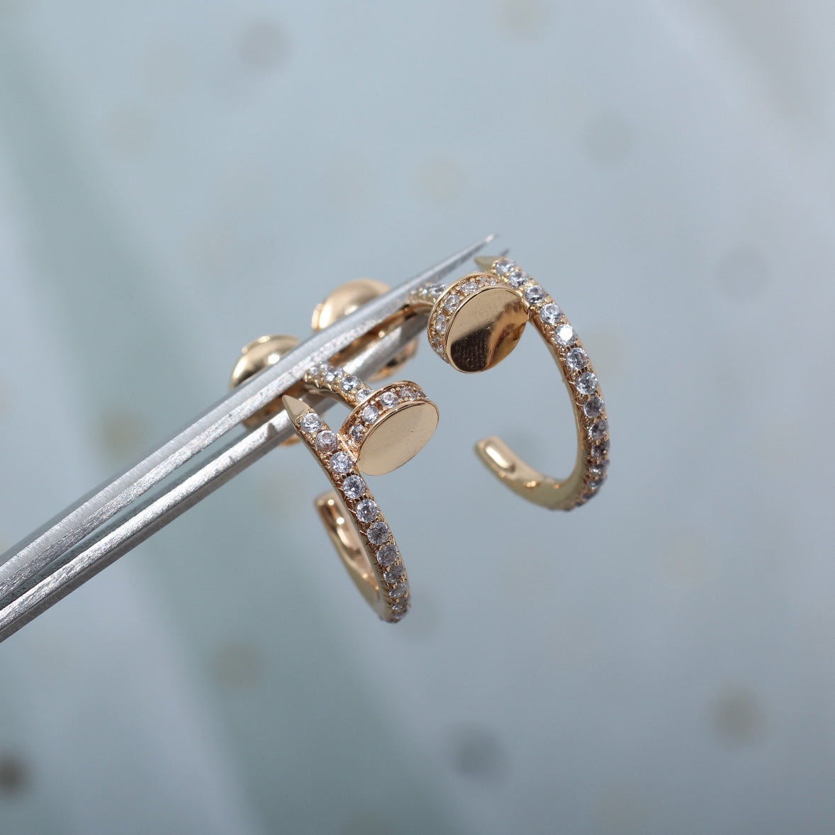 [⭐Corinne]JUSTE EARRINGS 12.75MM PINK GOLD DIAMOND