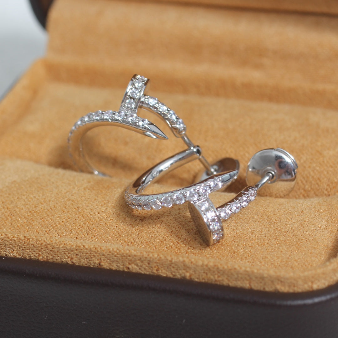 [⭐Corinne]JUSTE EARRINGS 12.75MM SILVER DIAMOND