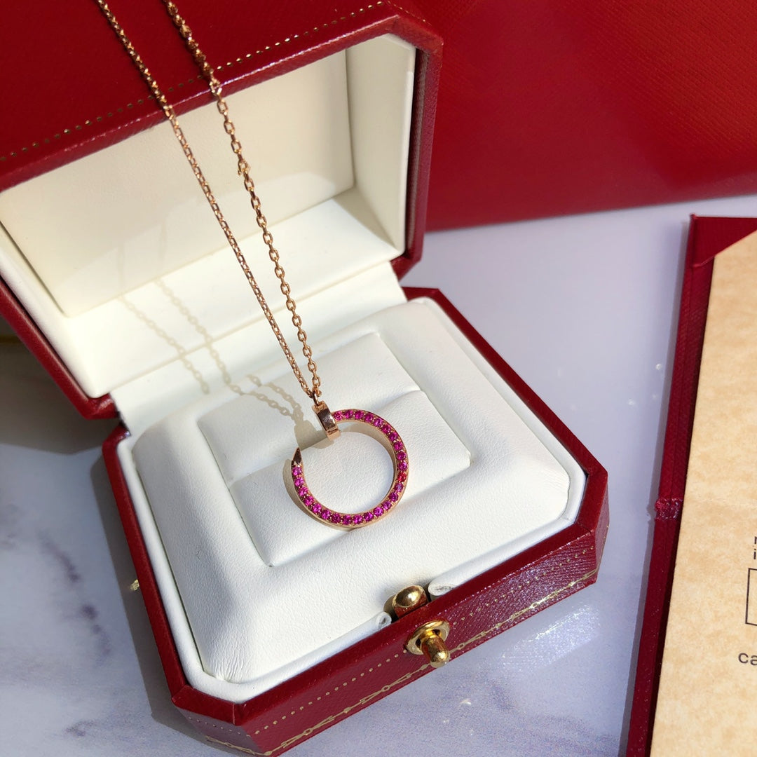 [⭐Corinne]JUSTE NECKLACE GOLD RED DIAMONDS