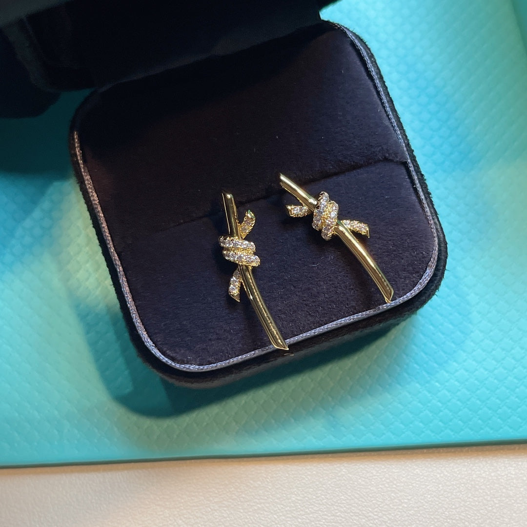 [Corinne]KNOT EARRINGS GOLD DIAMOND