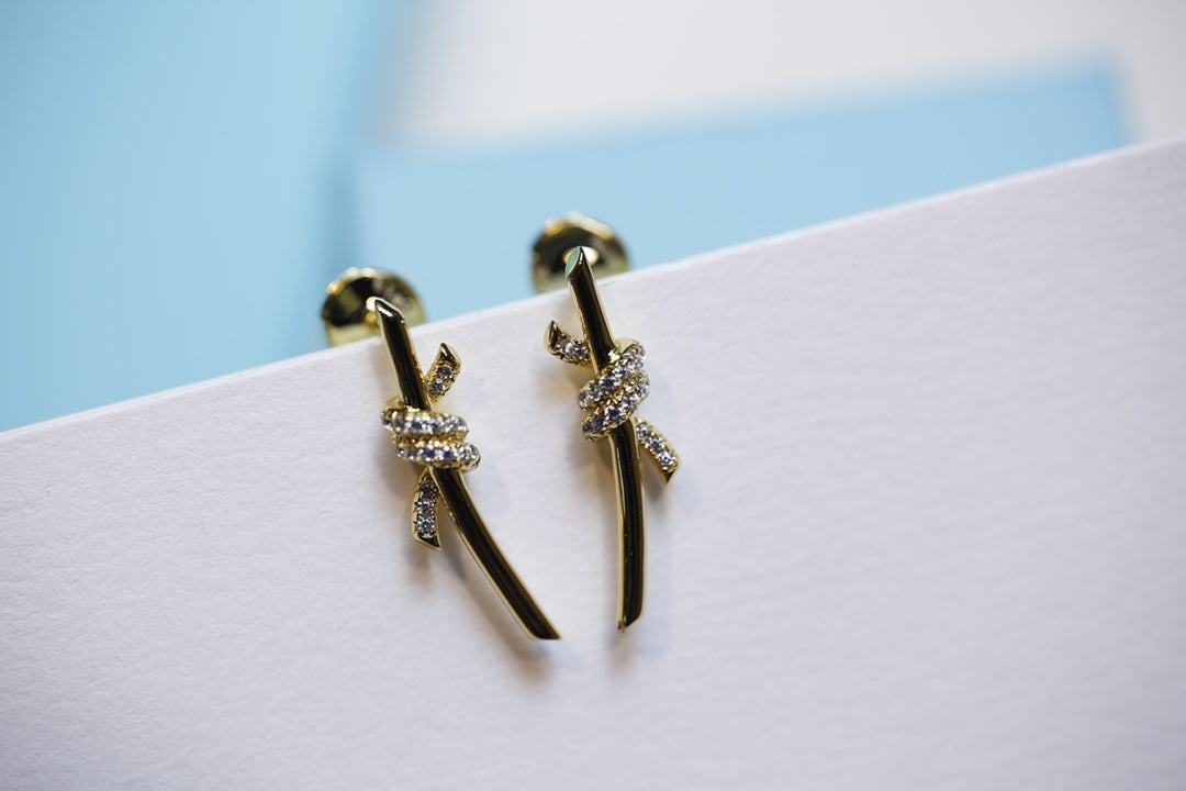 [Corinne]KNOT EARRINGS GOLD DIAMOND