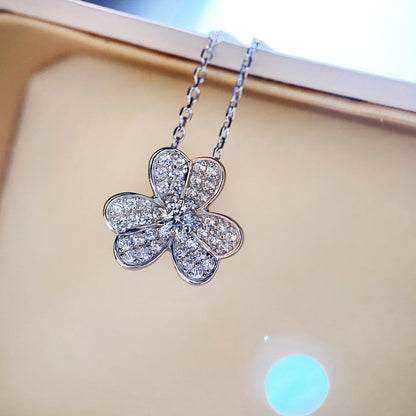 [⭐Corinne]CLOVER DIAMOND NECKLACE SILVER