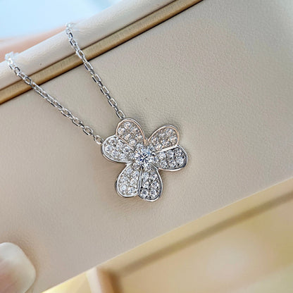 [⭐Corinne]CLOVER DIAMOND NECKLACE SILVER