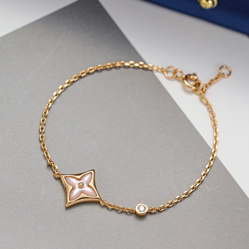[⭐Corinne]STAR 1 DIAMOND PINK GOLD BRACELET