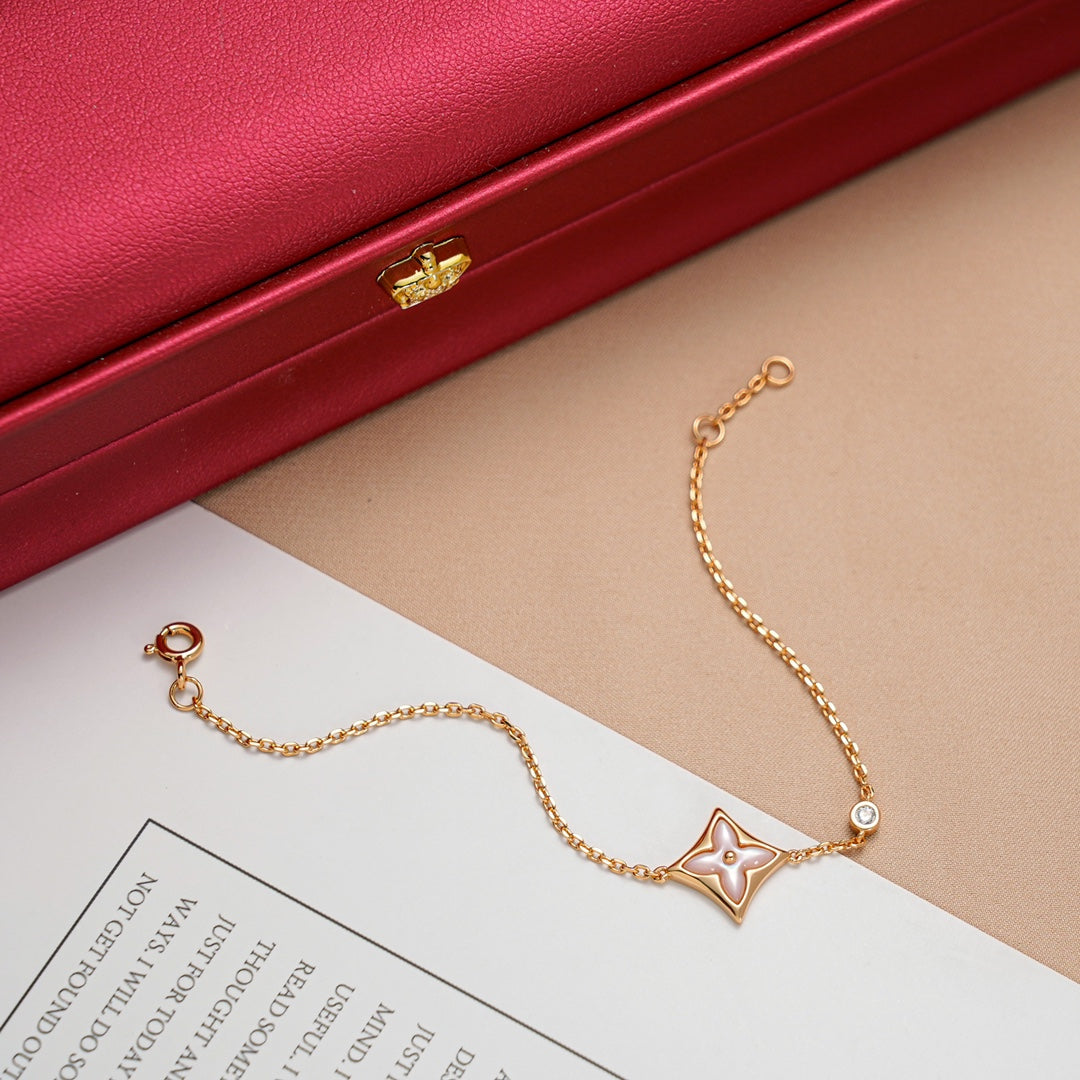 [⭐Corinne]STAR 1 DIAMOND PINK GOLD BRACELET
