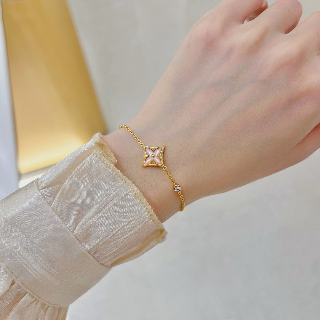 [⭐Corinne]STAR 1 DIAMOND PINK GOLD BRACELET