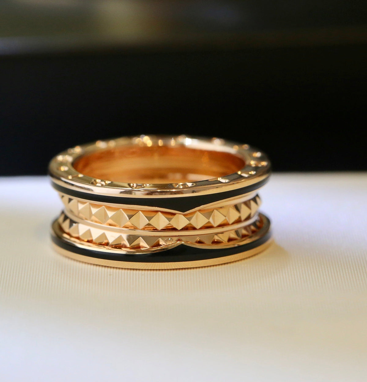 [⭐Corinne]ZERO 1 PINK GOLD BLACK CERAMIC RING