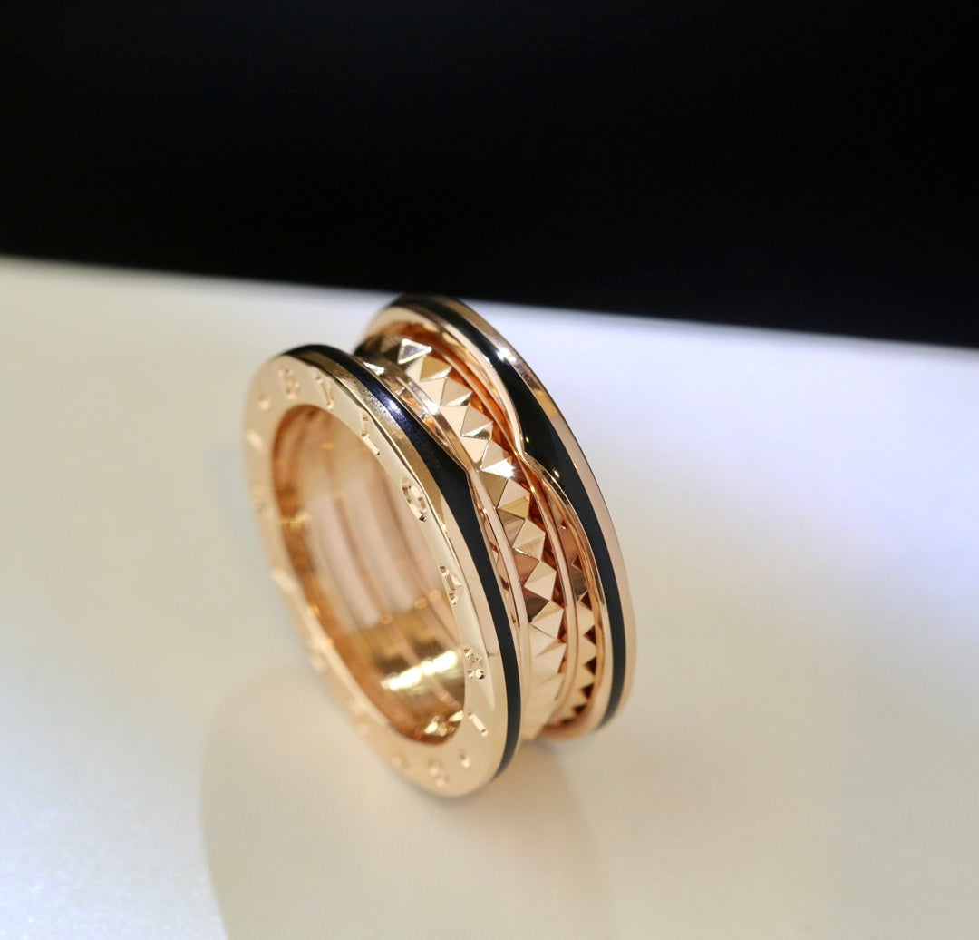 [⭐Corinne]ZERO 1 PINK GOLD BLACK CERAMIC RING