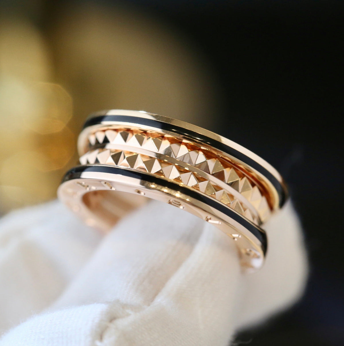 [⭐Corinne]ZERO 1 PINK GOLD BLACK CERAMIC RING