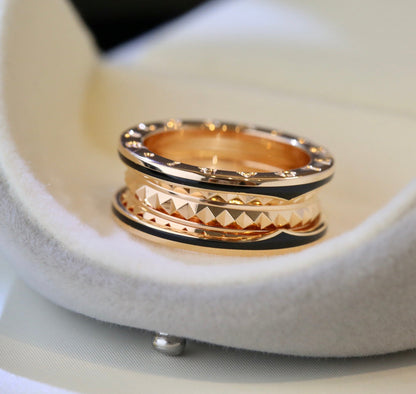 [⭐Corinne]ZERO 1 PINK GOLD BLACK CERAMIC RING