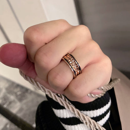 [⭐Corinne]ZERO 1 PINK GOLD BLACK CERAMIC RING