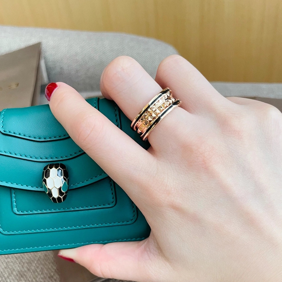 [⭐Corinne]ZERO 1 PINK GOLD BLACK CERAMIC RING