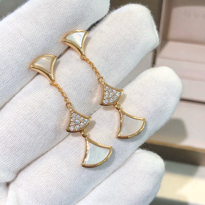 [⭐Corinne]DREAM EARRINGS 3 MOTIFS DIAMOND MOP PINK GOLD