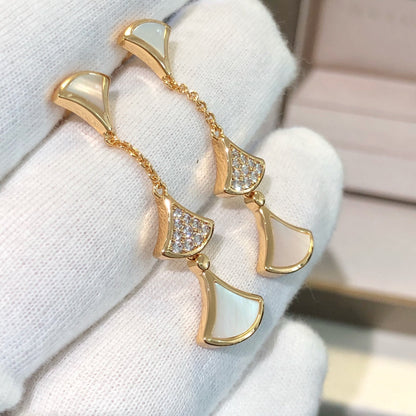 [⭐Corinne]DREAM EARRINGS 3 MOTIFS DIAMOND MOP PINK GOLD