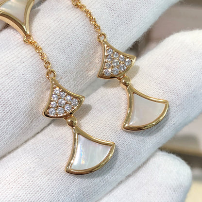 [⭐Corinne]DREAM EARRINGS 3 MOTIFS DIAMOND MOP PINK GOLD