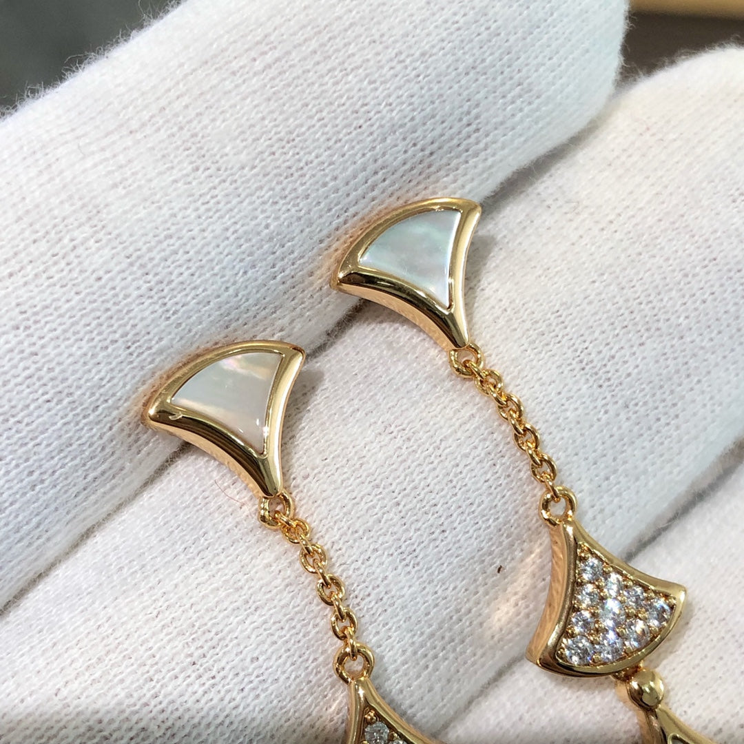 [⭐Corinne]DREAM EARRINGS 3 MOTIFS DIAMOND MOP PINK GOLD