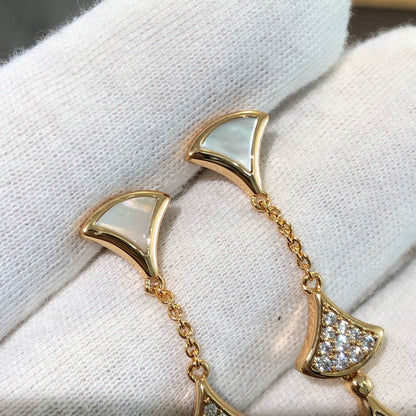 [⭐Corinne]DREAM EARRINGS 3 MOTIFS DIAMOND MOP PINK GOLD