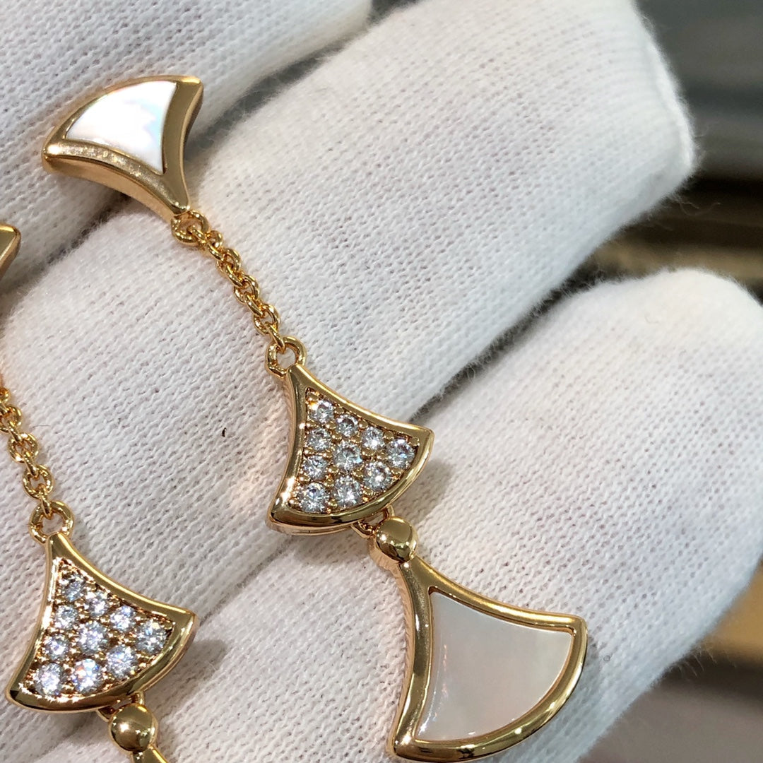 [⭐Corinne]DREAM EARRINGS 3 MOTIFS DIAMOND MOP PINK GOLD
