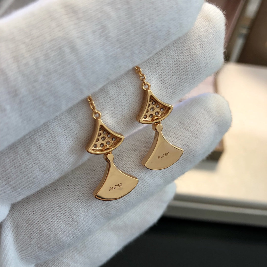 [⭐Corinne]DREAM EARRINGS 3 MOTIFS DIAMOND MOP PINK GOLD