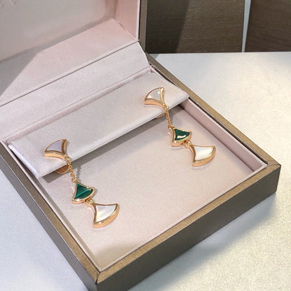 [⭐Corinne]DREAM EARRINGS 3 MOTIFS MALACHITE MOP PINK GOLD