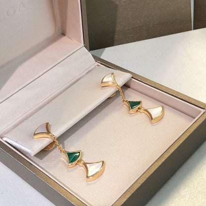 [⭐Corinne]DREAM EARRINGS 3 MOTIFS MALACHITE MOP PINK GOLD
